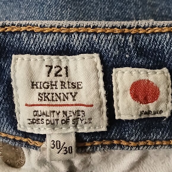 Levis Made & Crafted Jeans 721 Size 30 High Rise Skinny Blue Denim Stretch - Picture 9 of 12